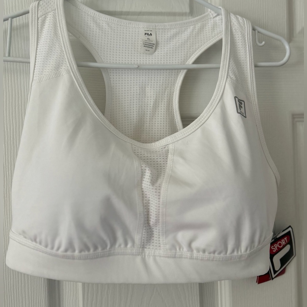 Fila White Racerback Sports Bra with Moisture-Wicking Fabric